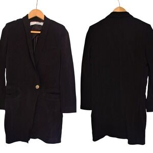 IRO Mayola Dress Tuxedo Wrap Effect Crepe Mini Long Sleeve Jacket Black FR 36 4